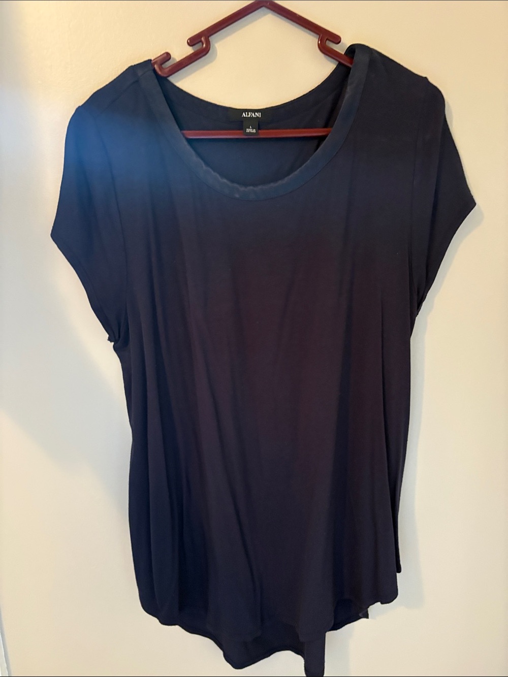 Alfani by Macys Navy Short-Sleeve Scoop Neck Tunic Tee size L